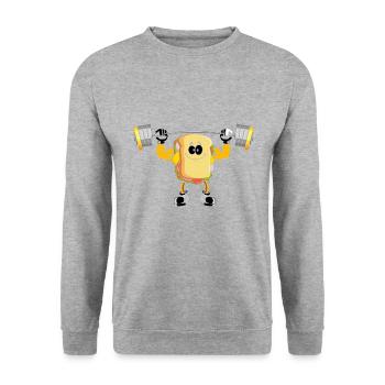 Bodybuilding Sandwich Fitness Workout Gym - Unisex Sweatshirt - salt & pepper - Front - Alina (178cm) & Michal (187cm)