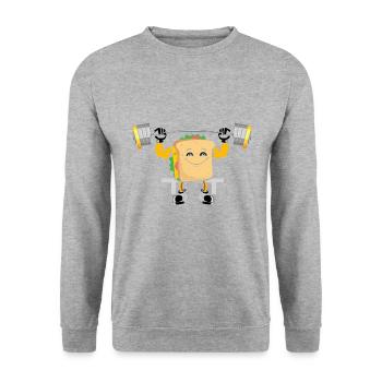 Sandwich Bodybuilding Fitness Gym Gift - Unisex Sweatshirt - salt & pepper - Front - Alina (178cm) & Michal (187cm)