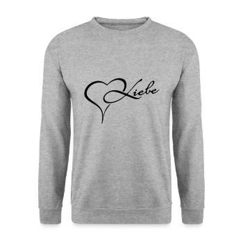 Herz mit Liebe Gefühl - Unisex Pullover - Weißgrau meliert - Vorne - Alina (178cm) & Michal (187cm)