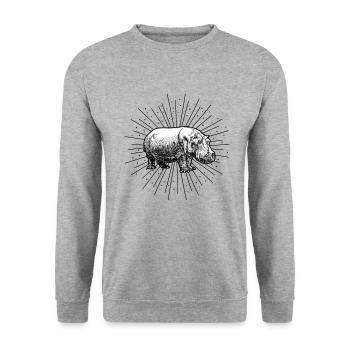 Nilpferd - Unisex Pullover - Weißgrau meliert - Vorne - Alina (178cm) & Michal (187cm)