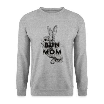 Bun Mom - Unisex Pullover - Weißgrau meliert - Vorne - Alina (178cm) & Michal (187cm)