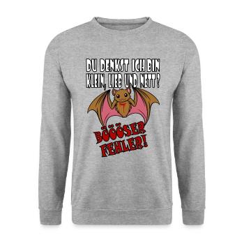 Böser Fehler kleine liebe Vampir Fledermaus - Unisex Pullover - Weißgrau meliert - Vorne - Alina (178cm) & Michal (187cm)