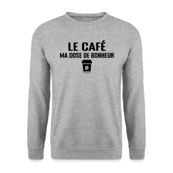 Le Café, Ma Dose De Bonheur - Sweat-shirt Unisexe - gris chiné - Devant - Alina (178cm) & Michal (187cm)