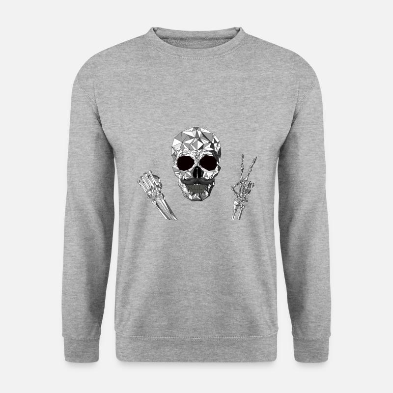 Hipster Skull, Hipster Totenkopf - Unisex Pullover - Weißgrau meliert