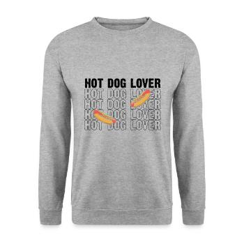 Hot Dog Saucisse Amour Hot dog fast food - Sweat-shirt Unisexe - gris chiné - Devant - Alina (178cm) & Michal (187cm)