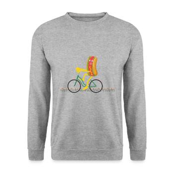 Cycliste Hot Dog Cyclisme Vélo Frites - Sweat-shirt Unisexe - gris chiné - Devant - Alina (178cm) & Michal (187cm)
