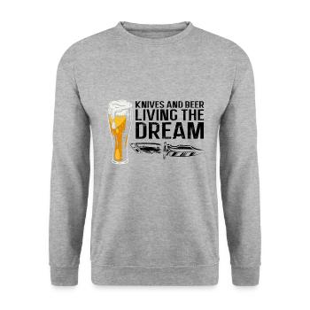 Father and Messerasmmler Messerfan Papa Design - Unisex Sweatshirt - salt & pepper - Front - Alina (178cm) & Michal (187cm)
