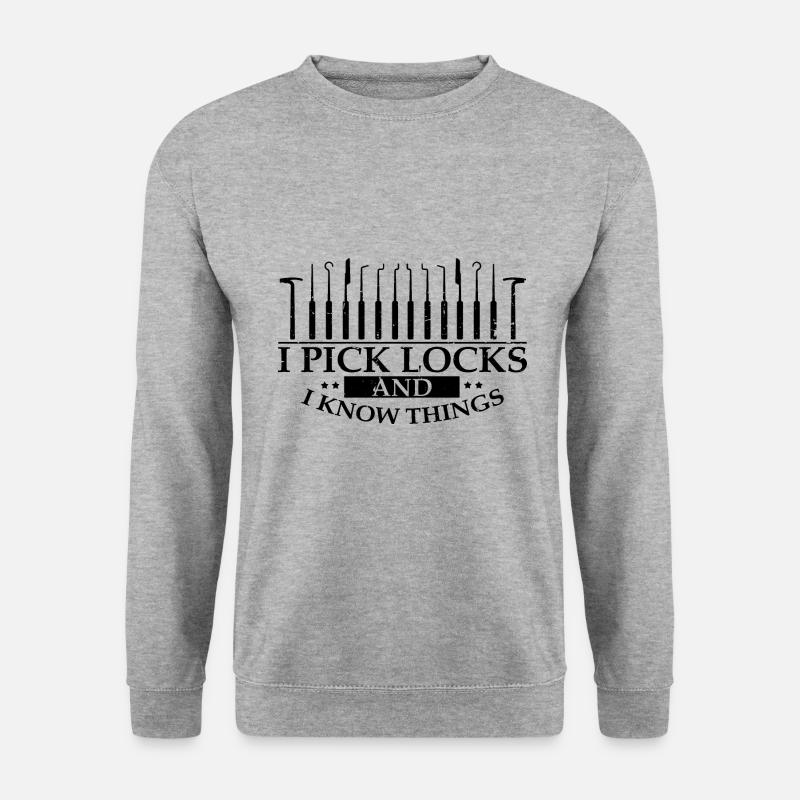 Lockpicking Lock Picking Aufsperrdienst Designs - Unisex Pullover - Weißgrau meliert