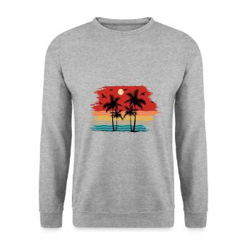 Sunset beach summer gift beach retro - Unisex Sweatshirt - salt & pepper - Front - Alina (178cm) & Michal (187cm)