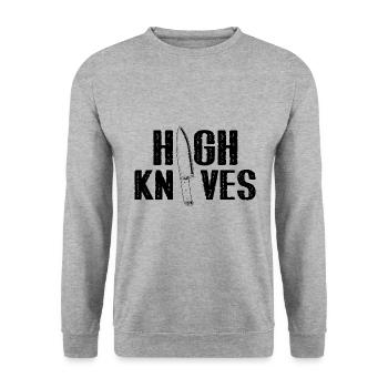 Leben ist besser mit Messer Messersammler - Unisex Pullover - Weißgrau meliert - Vorne - Alina (178cm) & Michal (187cm)