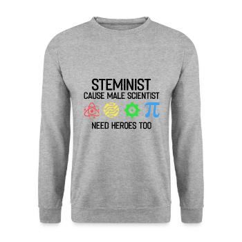 Professorin Steminist Designs für Equality Stem - Unisex Pullover - Weißgrau meliert - Vorne - Alina (178cm) & Michal (187cm)