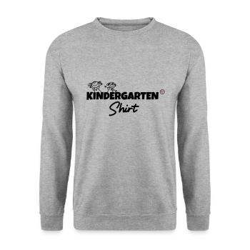 Kindergartenshirt - Unisex Pullover - Weißgrau meliert - Vorne - Alina (178cm) & Michal (187cm)