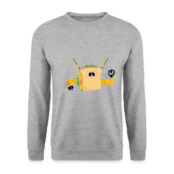 Sandwich Ninja Karate Warrior Japan Geschenk - Unisex Pullover - Weißgrau meliert - Vorne - Alina (178cm) & Michal (187cm)