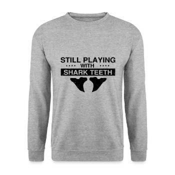 Paläontologe Designs Fossil Hunter Student - Unisex Pullover - Weißgrau meliert - Vorne - Alina (178cm) & Michal (187cm)