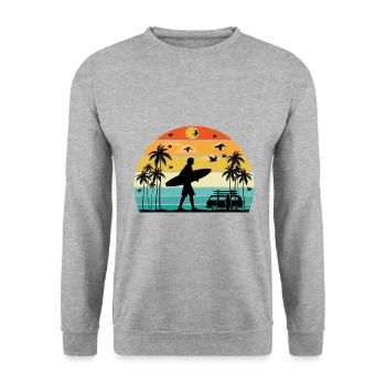 Surf retro sunset - Unisex Sweatshirt - salt & pepper - Front - Alina (178cm) & Michal (187cm)