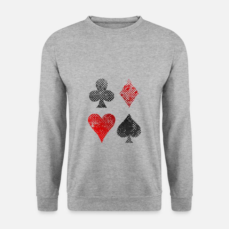 Poker Symbol As Pik Herz Kreuz Karo - Unisex Pullover - Weißgrau meliert