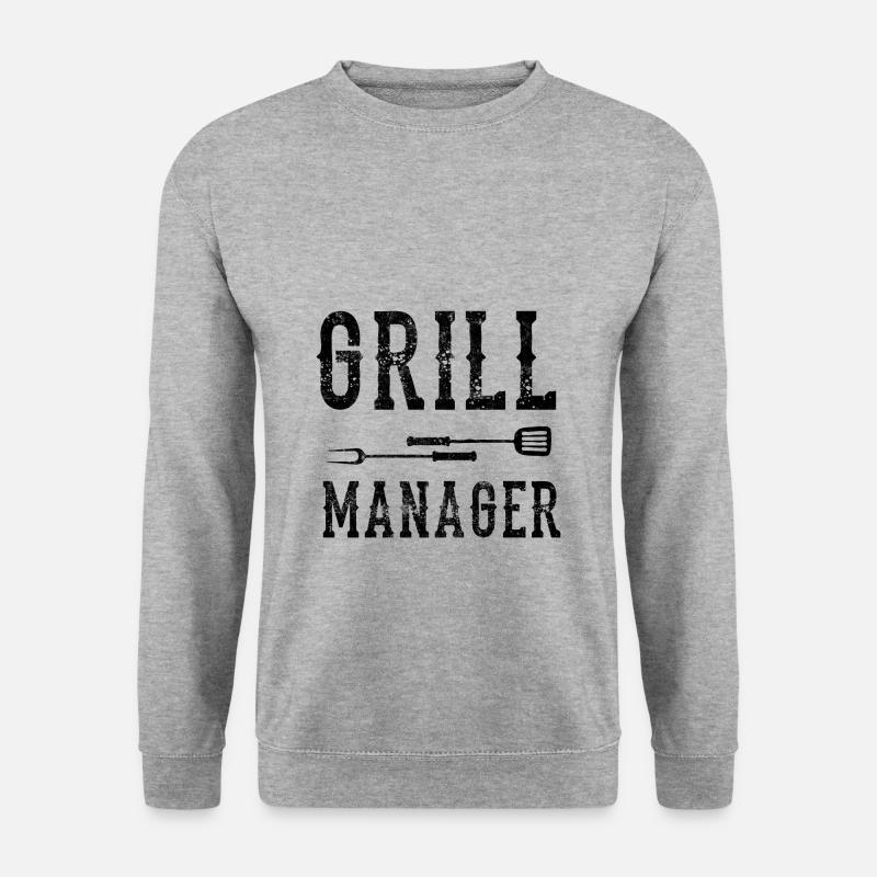 Grill manager besteck - Unisex Pullover - Weißgrau meliert