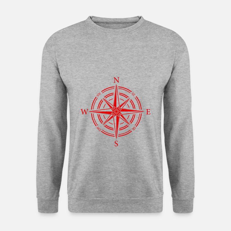 kompass - Unisex Pullover - Weißgrau meliert