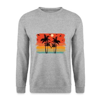 Sunset beach summer gift beach retro - Unisex Sweatshirt - salt & pepper - Front - Alina (178cm) & Michal (187cm)