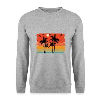 Sunset beach summer gift beach retro - Unisex Sweatshirt - salt & pepper - Front - Alina (178cm) & Michal (187cm)