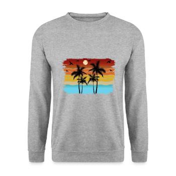 Sunset beach summer gift beach retro - Unisex Sweatshirt - salt & pepper - Front - Alina (178cm) & Michal (187cm)