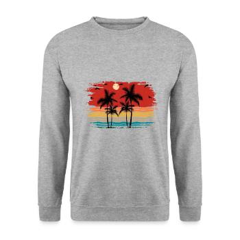 Sunset beach summer gift beach retro - Unisex Sweatshirt - salt & pepper - Front - Alina (178cm) & Michal (187cm)