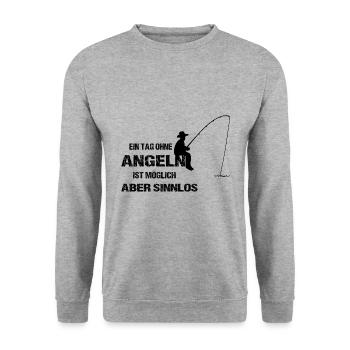 fishing - Unisex Sweatshirt - salt & pepper - Front - Alina (178cm) & Michal (187cm)