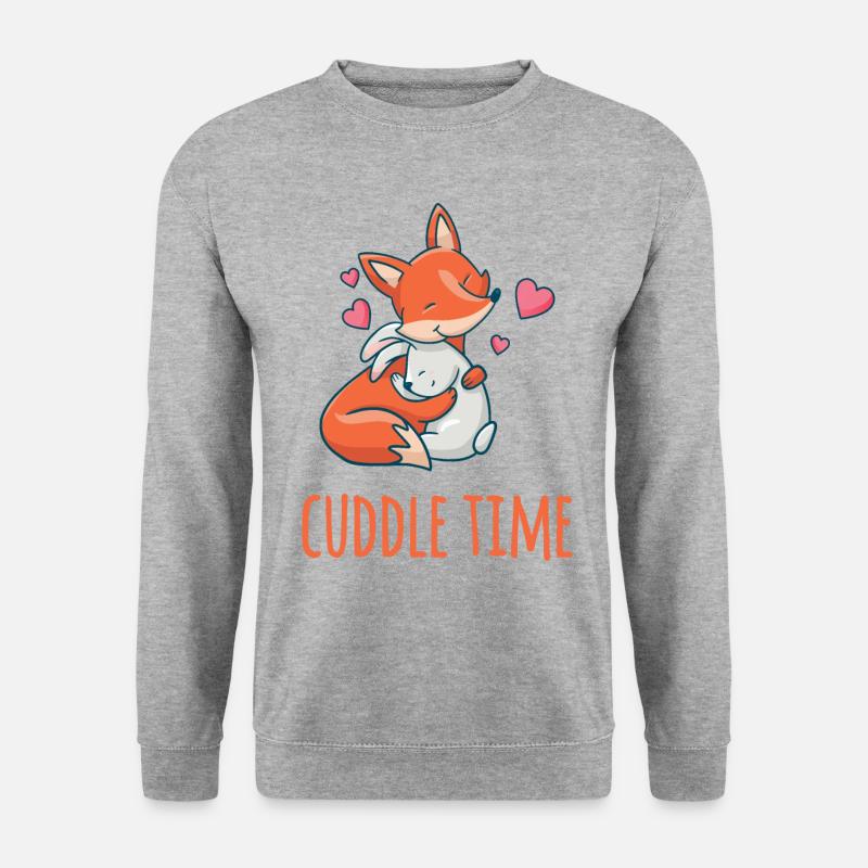 Fuchs und Hase sind verliebt Valentinstag - Unisex Pullover - Weißgrau meliert