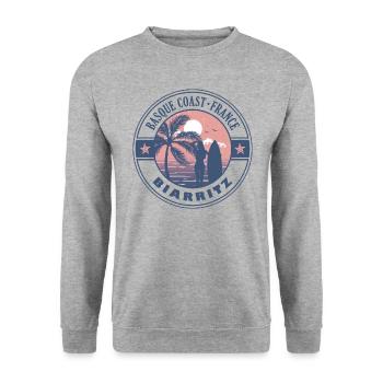 Biarritz Baskische Küste Frankreich Sommer Surfen Design - Unisex Pullover - Weißgrau meliert - Vorne - Alina (178cm) & Michal (187cm)