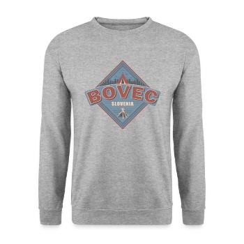 Bovec Slowenien Vintage Camping Design - Unisex Pullover - Weißgrau meliert - Vorne - Alina (178cm) & Michal (187cm)