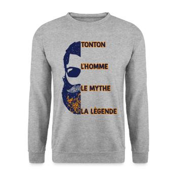 Mon Tonton Est Une Vraie Légende Cadeau Homme - Sweat-shirt Unisexe - gris chiné - Devant - Alina (178cm) & Michal (187cm)
