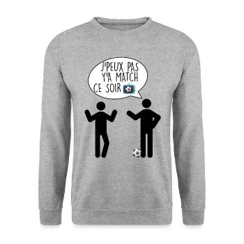 Je peux pas y'a match ce soir - Sweat-shirt Unisexe - gris chiné - Devant - Alina (178cm) & Michal (187cm)