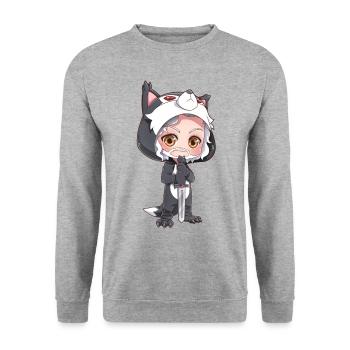 MOSBIES Schattenwolf Cosplay Schwert Geschenk - Unisex Pullover - Weißgrau meliert - Vorne - Alina (178cm) & Michal (187cm)