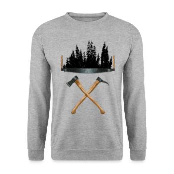 Outils des vieux forestiers - Sweat-shirt Unisexe - gris chiné - Devant - Alina (178cm) & Michal (187cm)
