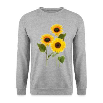 Drei Sonnenblumen - Unisex Pullover - Weißgrau meliert - Vorne - Alina (178cm) & Michal (187cm)