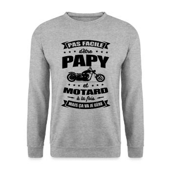 PAPY MOTARD - PAPI MOTARD - Sweat-shirt Unisexe - gris chiné - Devant - Alina (178cm) & Michal (187cm)