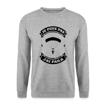 JE PEUX PAS J'AI PARACHUTE - Sweat-shirt Unisexe - gris chiné - Devant - Alina (178cm) & Michal (187cm)