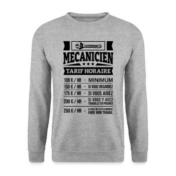 TARIF HORAIRE MÉCANICIEN - Sweat-shirt Unisexe - gris chiné - Devant - Alina (178cm) & Michal (187cm)
