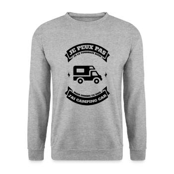 JE PEUX PAS J'AI CAMPING CAR - Sweat-shirt Unisexe - gris chiné - Devant - Alina (178cm) & Michal (187cm)