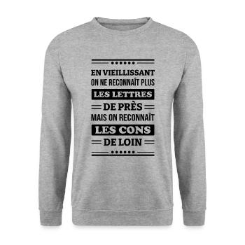 RECONNAÎTRE LES CONS - Sweat-shirt Unisexe - gris chiné - Devant - Alina (178cm) & Michal (187cm)