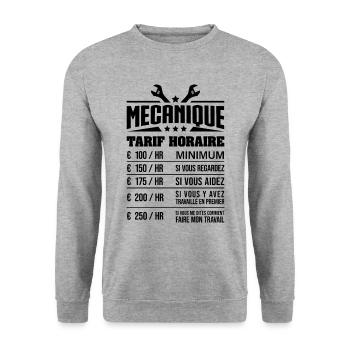 TARIF HORAIRE MÉCANICIEN - Sweat-shirt Unisexe - gris chiné - Devant - Alina (178cm) & Michal (187cm)