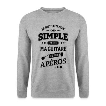 J'AIME MA GUITARE ET LES APÉROS - Sweat-shirt Unisexe - gris chiné - Devant - Alina (178cm) & Michal (187cm)