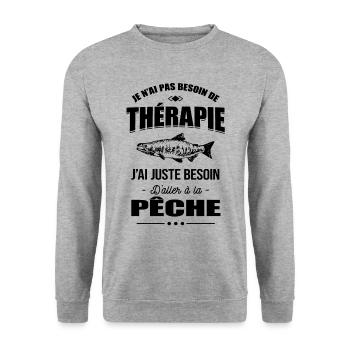 BESOIN D'ALLER À LA PÊCHE - Sweat-shirt Unisexe - gris chiné - Devant - Alina (178cm) & Michal (187cm)