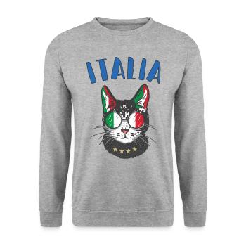 Italie Football Chats Mascotte Fan Drapeau - Sweat-shirt Unisexe - gris chiné - Devant - Alina (178cm) & Michal (187cm)