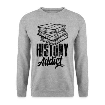 Addicted to History Nerd History Teacher - Unisex Sweatshirt - salt & pepper - Front - Alina (178cm) & Michal (187cm)