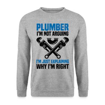 Plumber - Unisex Sweatshirt - salt & pepper - Front - Alina (178cm) & Michal (187cm)