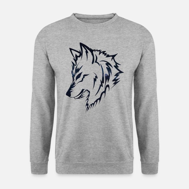 Wolf silhouette Galaxy - Unisex Pullover - Weißgrau meliert