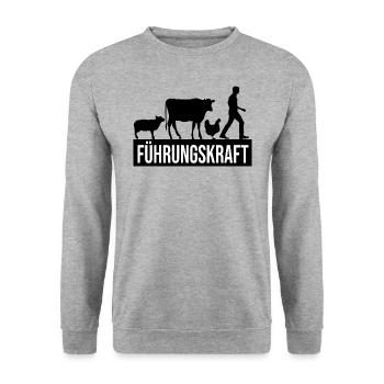 Führungskraft Schaf Kuh Huhn Bauer Landwirt Humor - Unisex Pullover - Weißgrau meliert - Vorne - Alina (178cm) & Michal (187cm)
