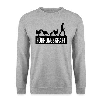 Führungskraft Hühner Landwirte Bauer Geschenkidee - Unisex Pullover - Weißgrau meliert - Vorne - Alina (178cm) & Michal (187cm)