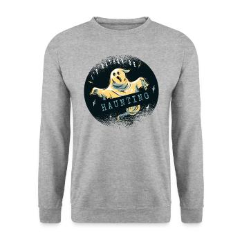 Halloween Ghost Ghost I'd Rather Be Haunting - Unisex Sweatshirt - salt & pepper - Front - Alina (178cm) & Michal (187cm)